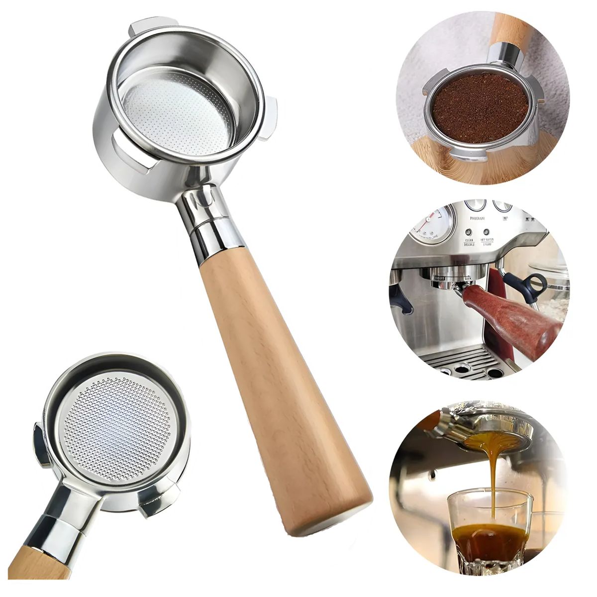 GENERICO - Portafiltro Sin Fondo 51mm Para Cafetera Espresso Delonghi Plata