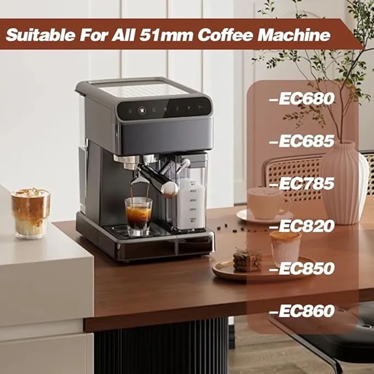 GENERICO - Portafiltro Sin Fondo 51mm Para Cafetera Espresso Delonghi Plata