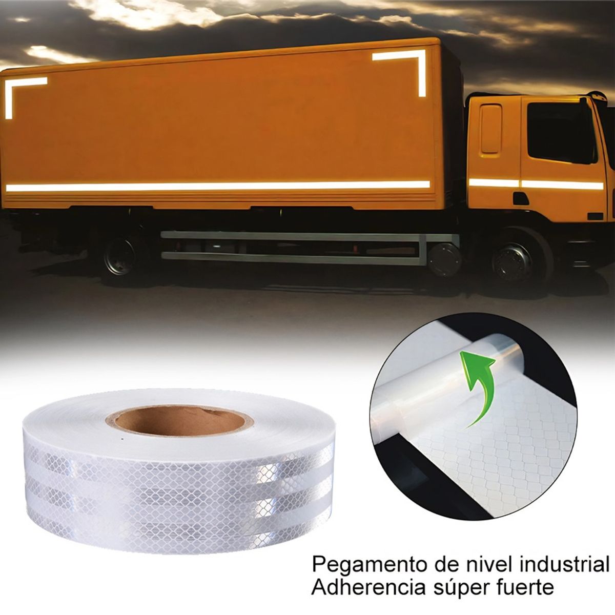 GENERICO - Cinta Retrorreflectiva Advertencia Camión Blanco 45Mts