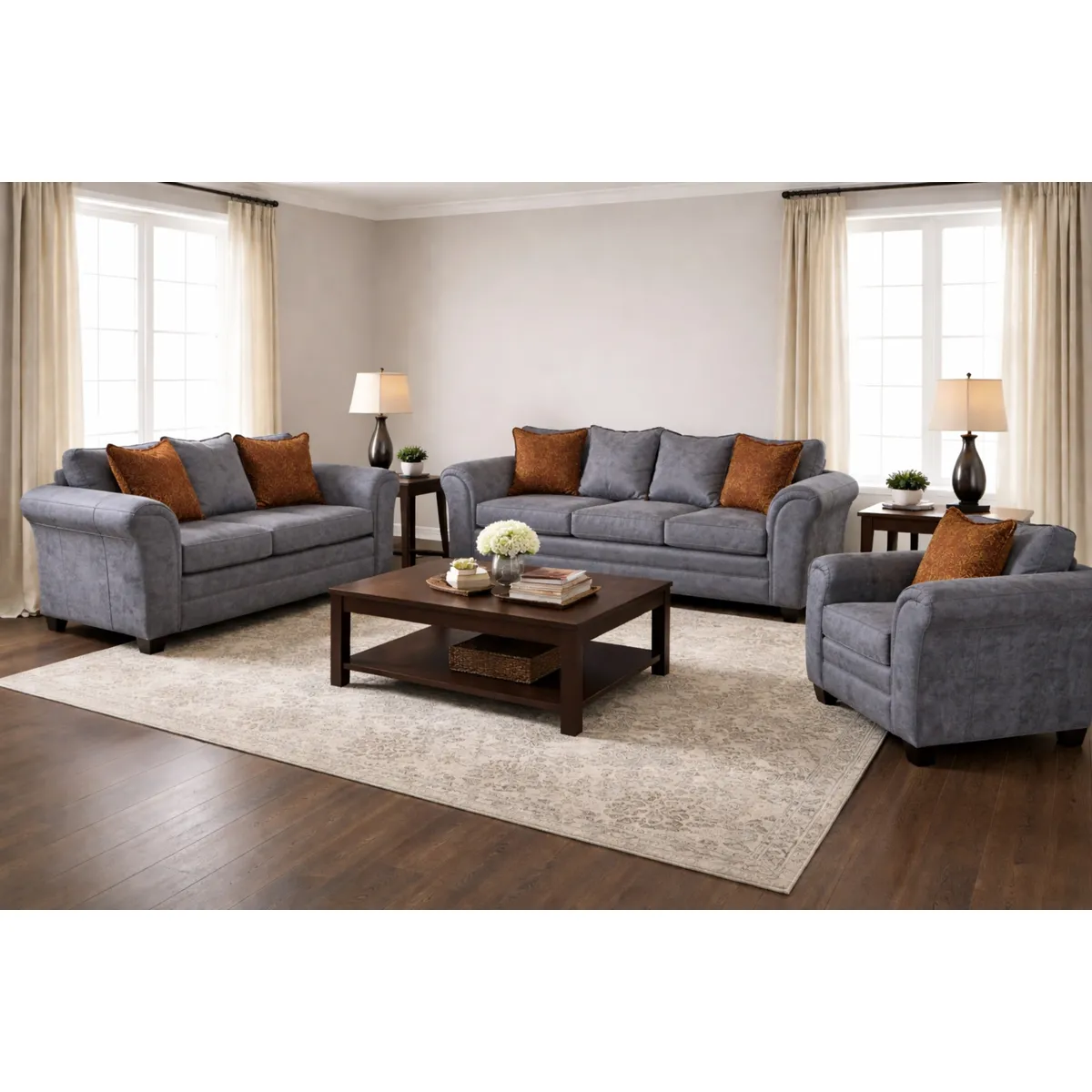 BLACK FACTORY - Juego de Living 3 2 1 Aconcagua Gris