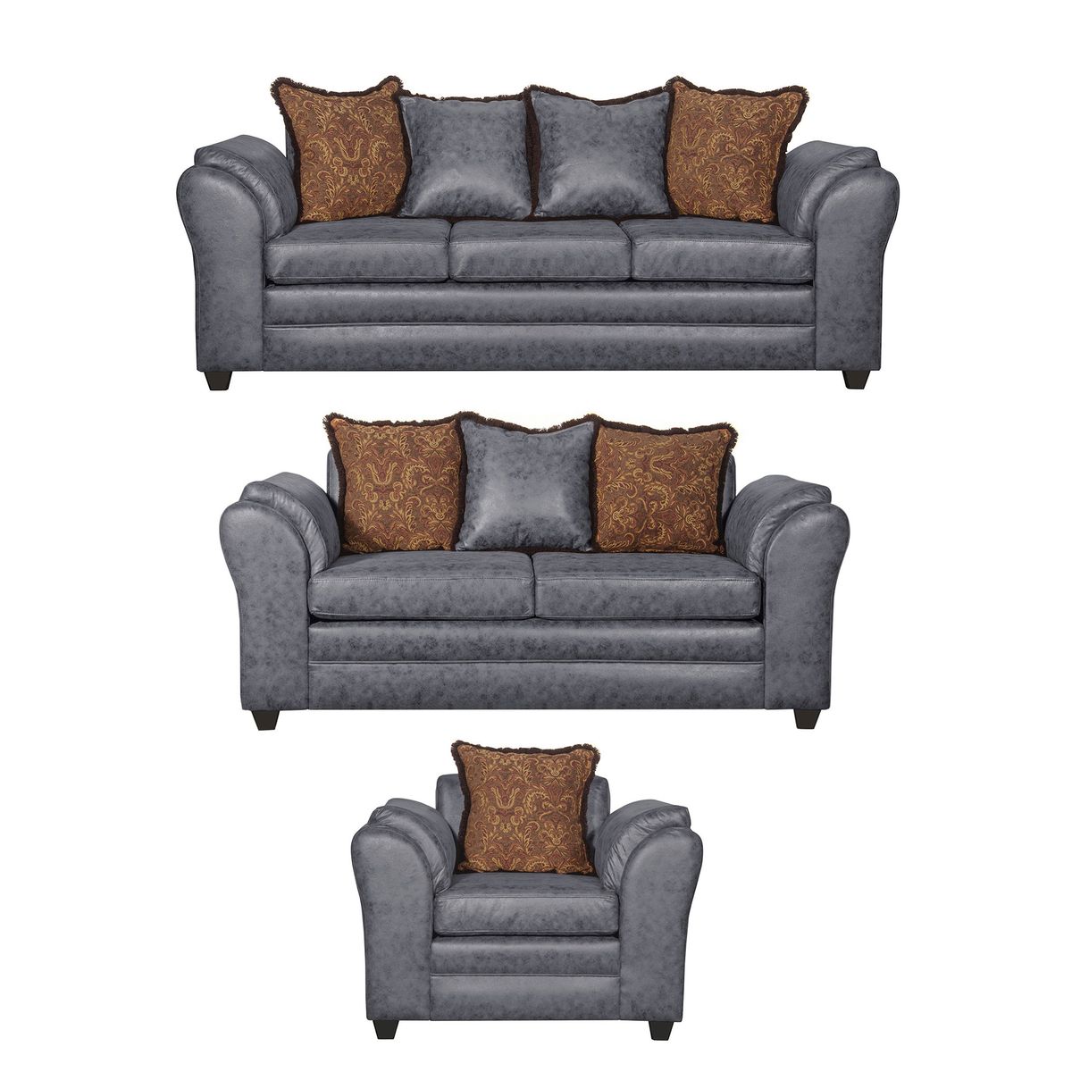 BLACK FACTORY - Juego de Living 3 2 1 Aconcagua Gris