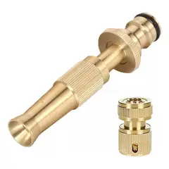 KUANGYE - Kit Conector Y Pistola Riego Pitón Para Manguera 12 Bronce