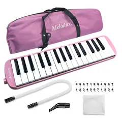 VIDITA - Melódica 32 Notas Con Boquilla Manguera Piano Melodico Aire Rosa