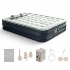 VIDITA - Colchón Inflable Eléctrico Automático 2 Plazas Queen Bomba Recargable Con Luz