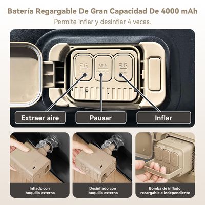 Imagen 2 del producto Colchón Inflable Eléctrico Automático 2 Plazas Queen Bomba Recargable Con Luz