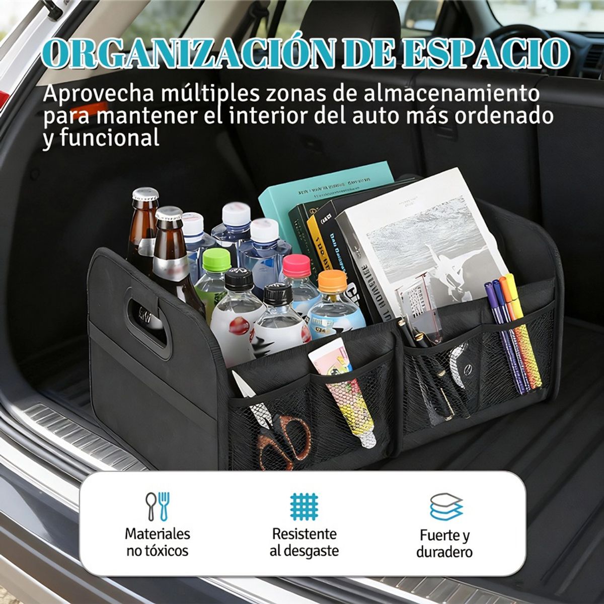 GENERICO - Caja Organizadora Auto Plegable Gran Capacidad Tela Oxford