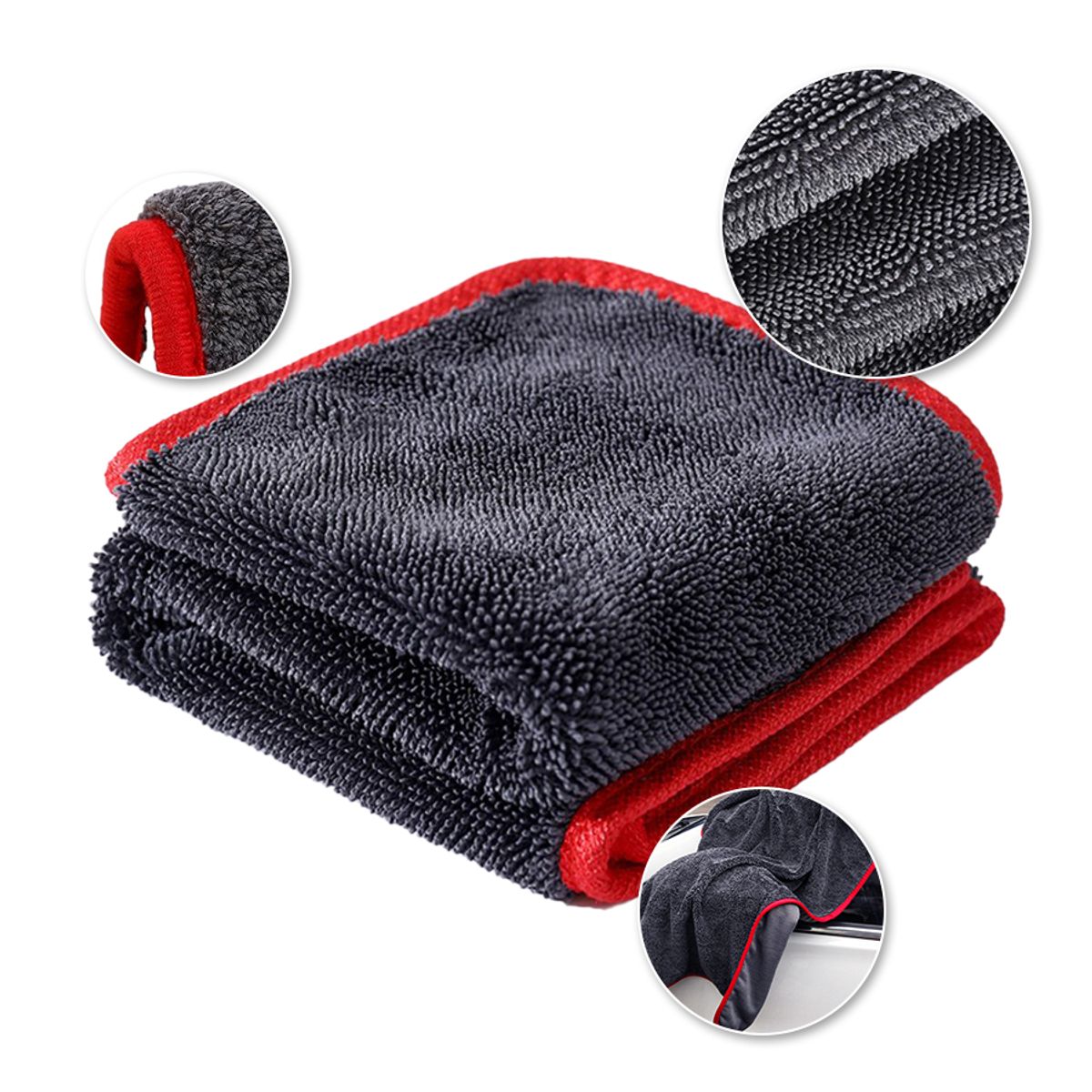 GENERICO - Toalla Microfibra Auto 70x90cm 600 Gsm Gris De Dos Caras