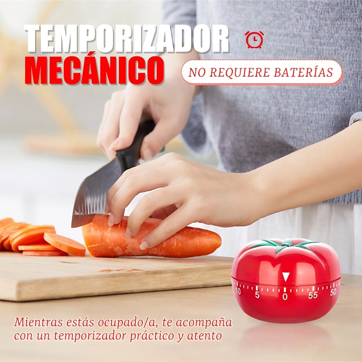 GENERICO - Temporizador Timer Cocina 60 Minuto Despertador Lindo Tomate