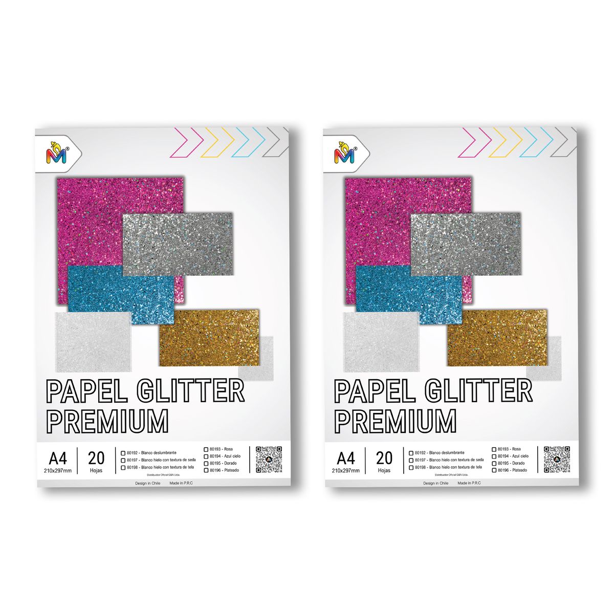 MALIK - Dúo Pack Papel Celeste Glitter - 40 Hojas Efecto Diamante