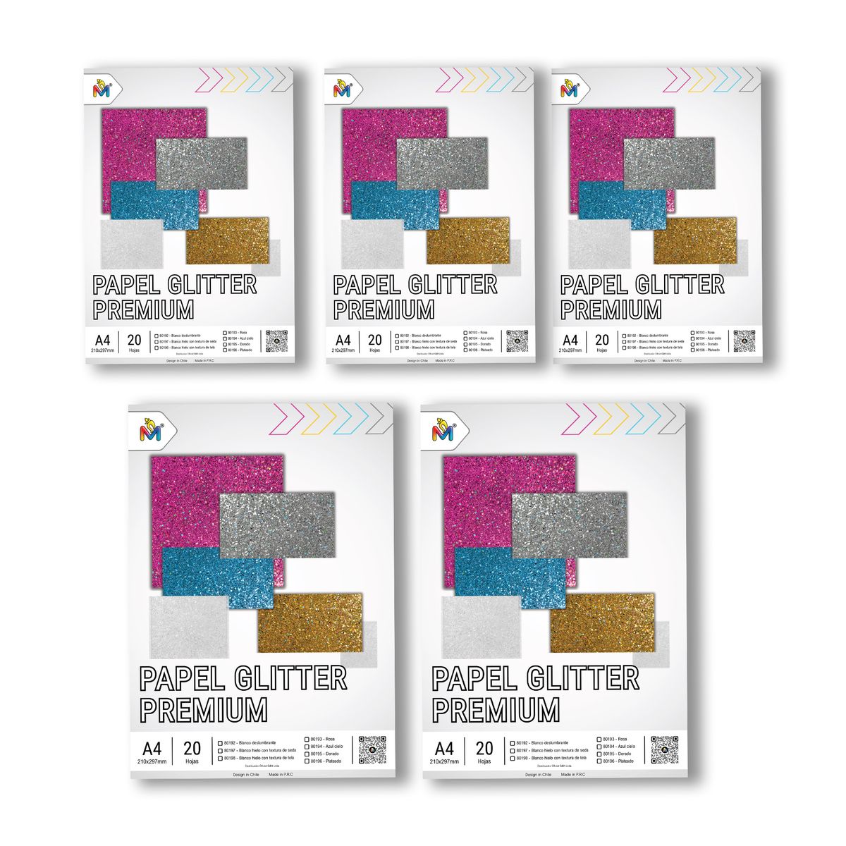 MALIK - 100 Hojas Papel Glitter Celeste - Pack Ahorro Scrapbooking