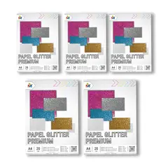 MALIK - 100 Hojas Papel Glitter Celeste - Pack Ahorro Scrapbooking