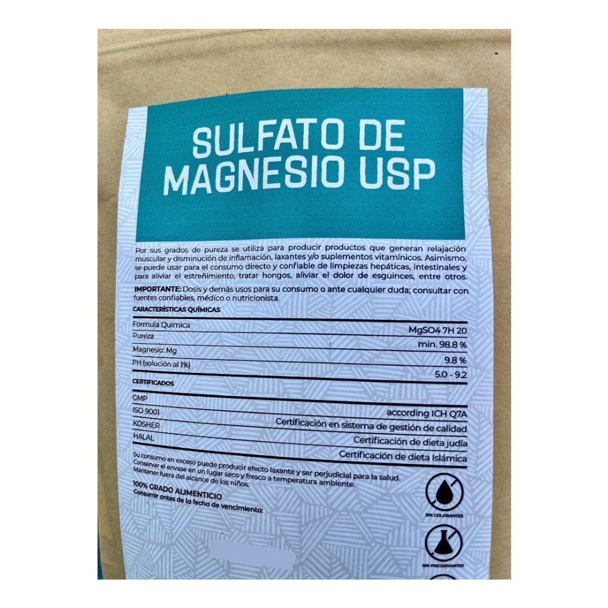 GENERICO - Sulfato De Magnesio Usp O Sal Epsom Comestible 250 Gr