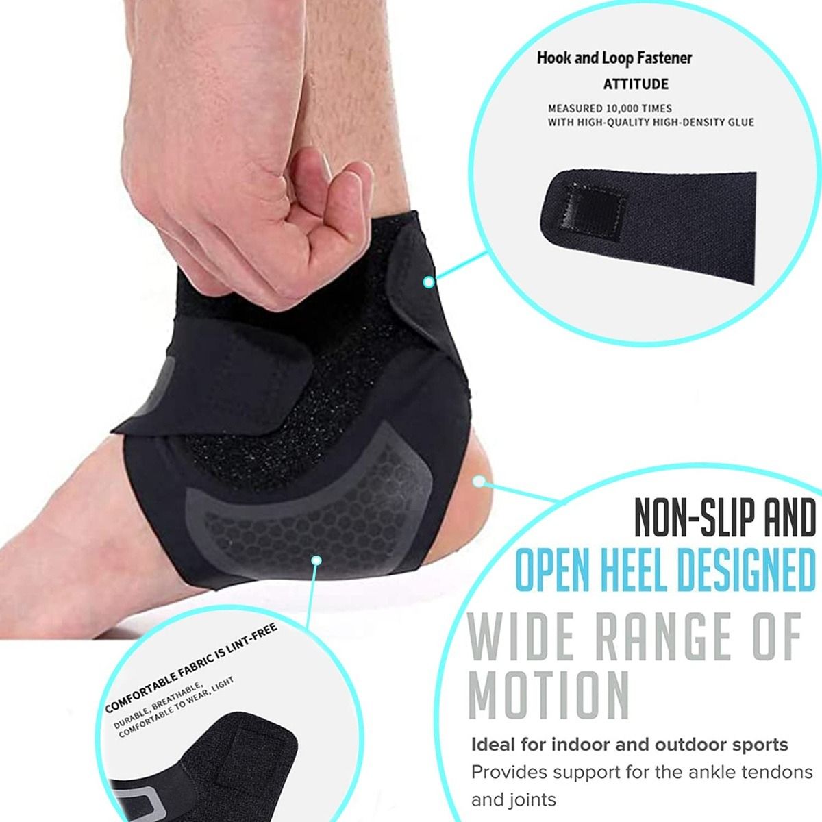 GENERICO - Tobillera Deportiva Ajustable Unisex Black Rehabilitacion Negro