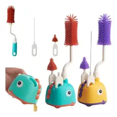 GENERICO - Set Cepillos Limpia Mamadera 4 En 1 Bebe Color Amarillo