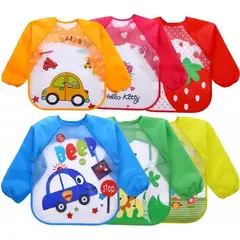GENERICO - Pack De 3 Baberos Delantal Manga Larga Impermeable Niño Niña