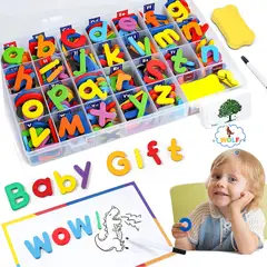 GENERICO - Juego De Letras Magneticas Para Bebés Niños Montessori Didacticos, Para El Hogar Y El Aula,con Plumones Y Gomas De Borrar Y Tarjetas De Palabras, Para Niños De 3-8 Años