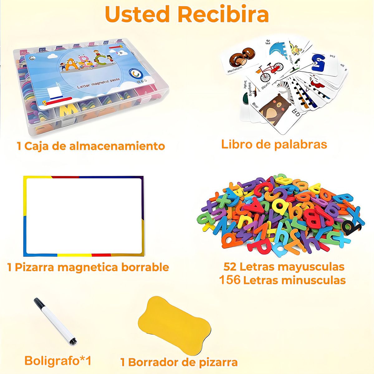 GENERICO - Juego De Letras Magneticas Para Bebés Niños Montessori Didacticos, Para El Hogar Y El Aula,con Plumones Y Gomas De Borrar Y Tarjetas De Palabras, Para Niños De 3-8 Años