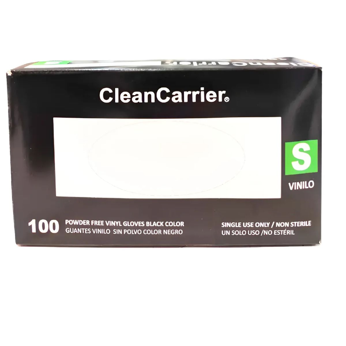 CLEANCARRIER - Guantes Vinilo Negro Sin Polvo 100uds Estilo Y Bioseguridad Talla S