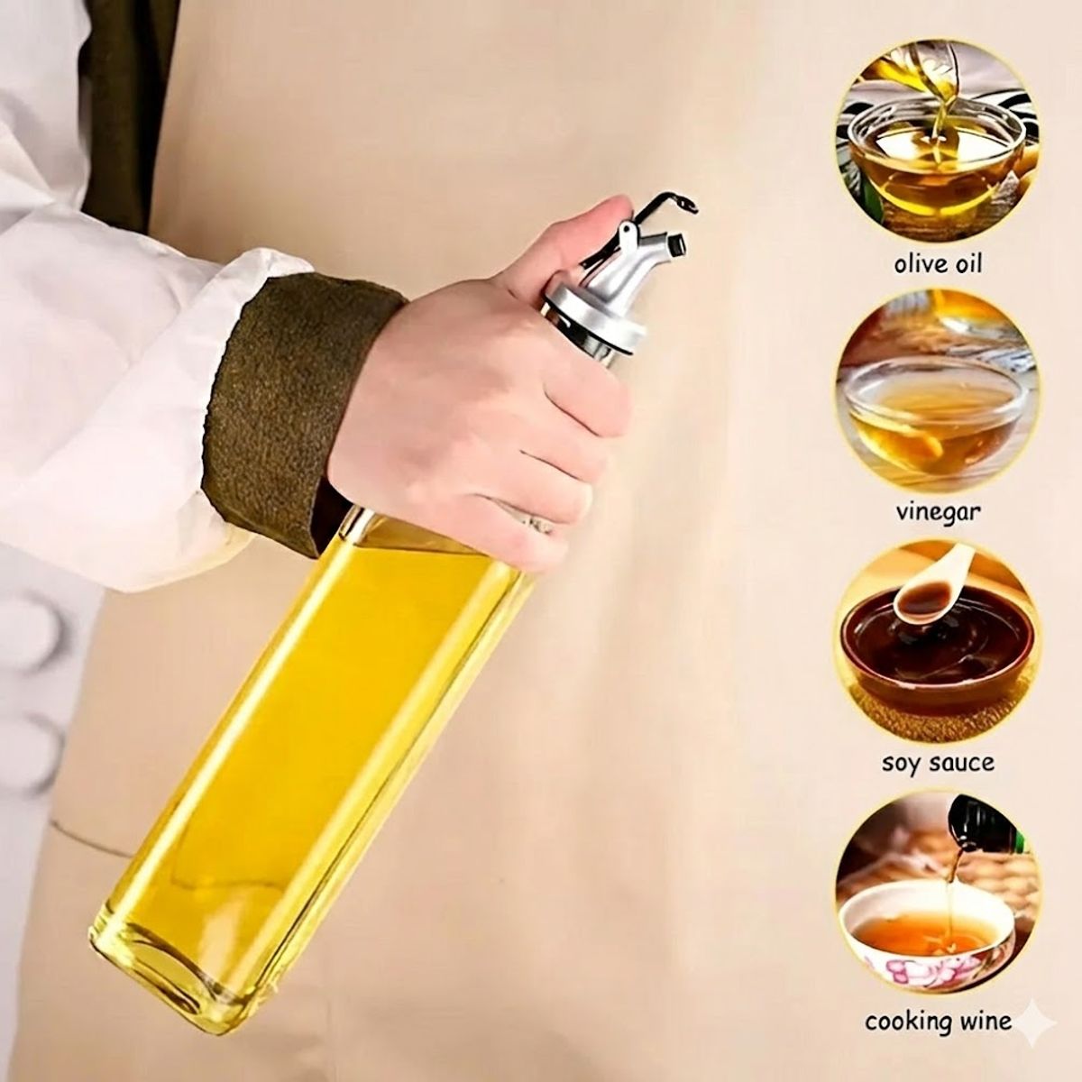 GENERICO - Botella Vidrio Dispensador Aceite Y Vinagre