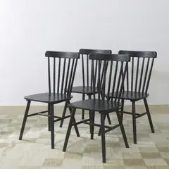 VENHOOUSE - Pack 4 Sillas De Comedor Windsor Madera Negra