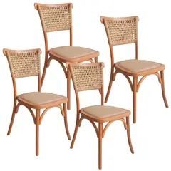 PANDALINO - Pack 4 Sillas Tango Wood - Rattan & Cuerda