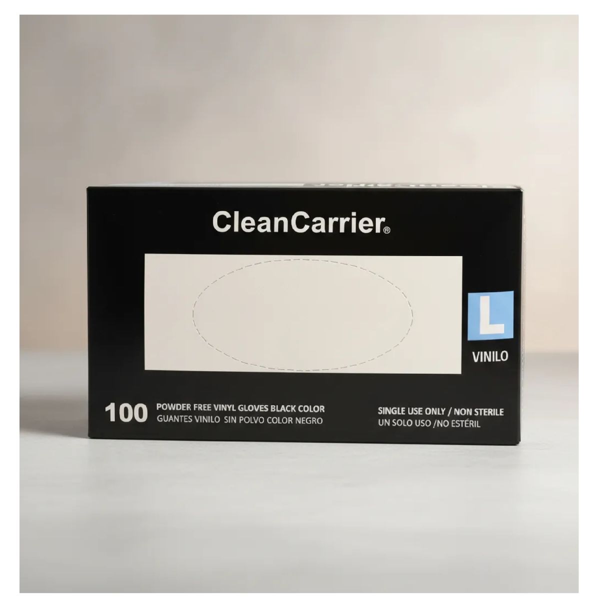 CLEANCARRIER - Guantes Vinilo Negro Sin Polvo 100uds Estilo Y Bioseguridad Talla L