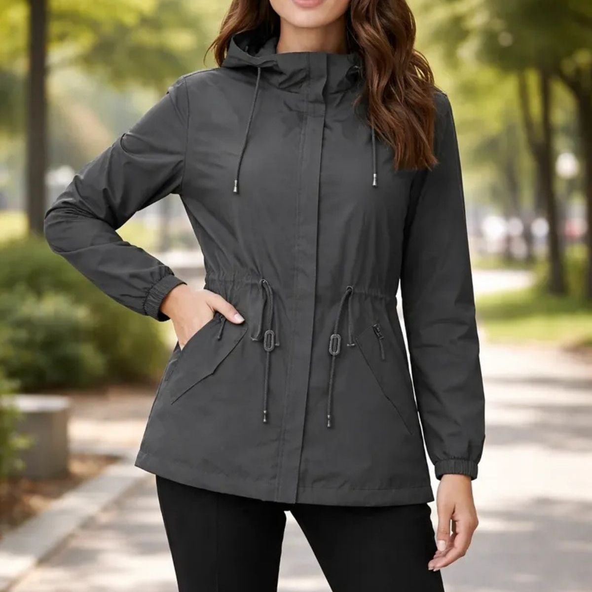 LOOK SHOP - Corta Viento Mujer Parka Liviana Premium Chaqueta Gorro Impe H2