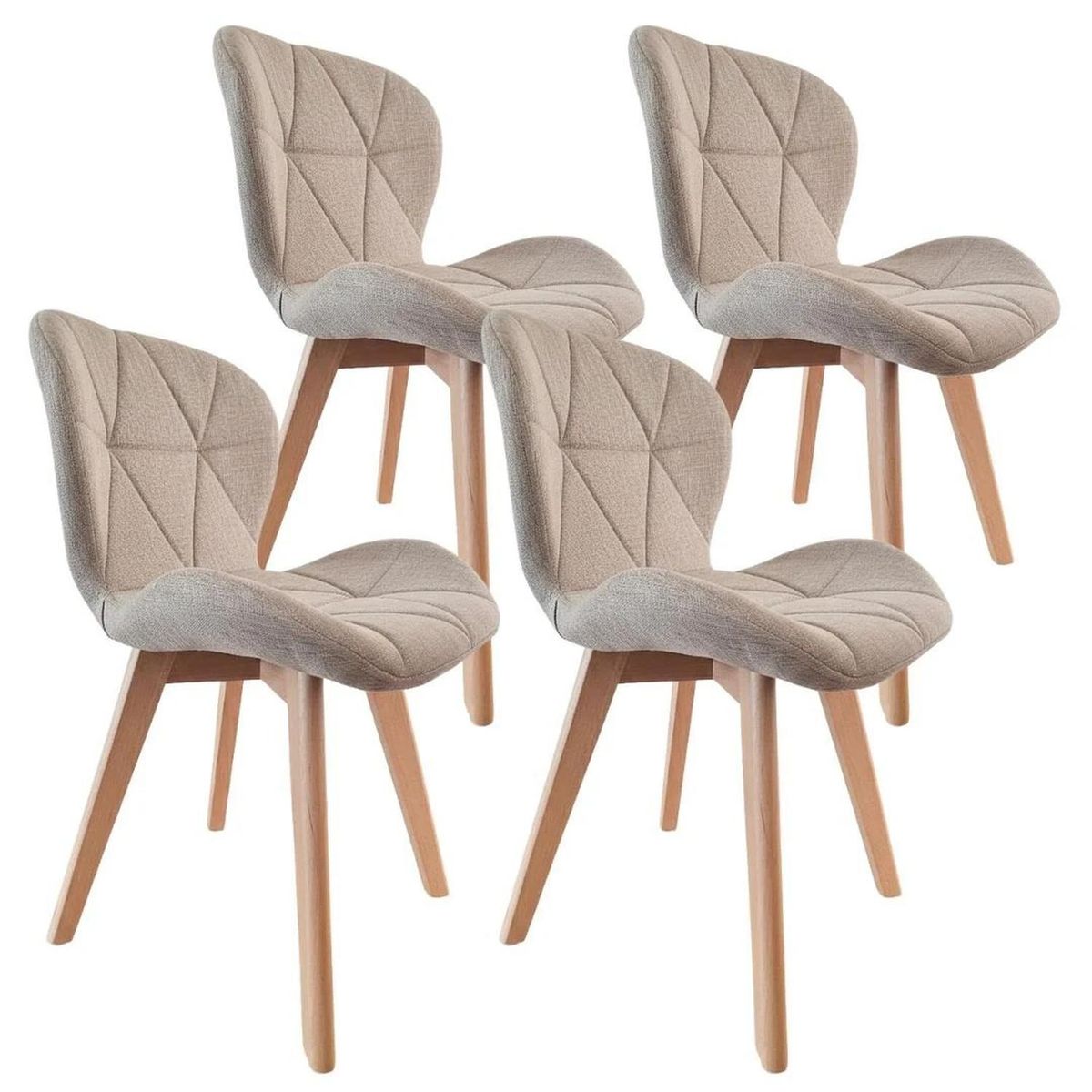 PANDALINO - Pack 4 Sillón Rubik Beige - Lino & Madera