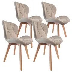 PANDALINO - Pack 4 Sillón Rubik Beige - Lino & Madera
