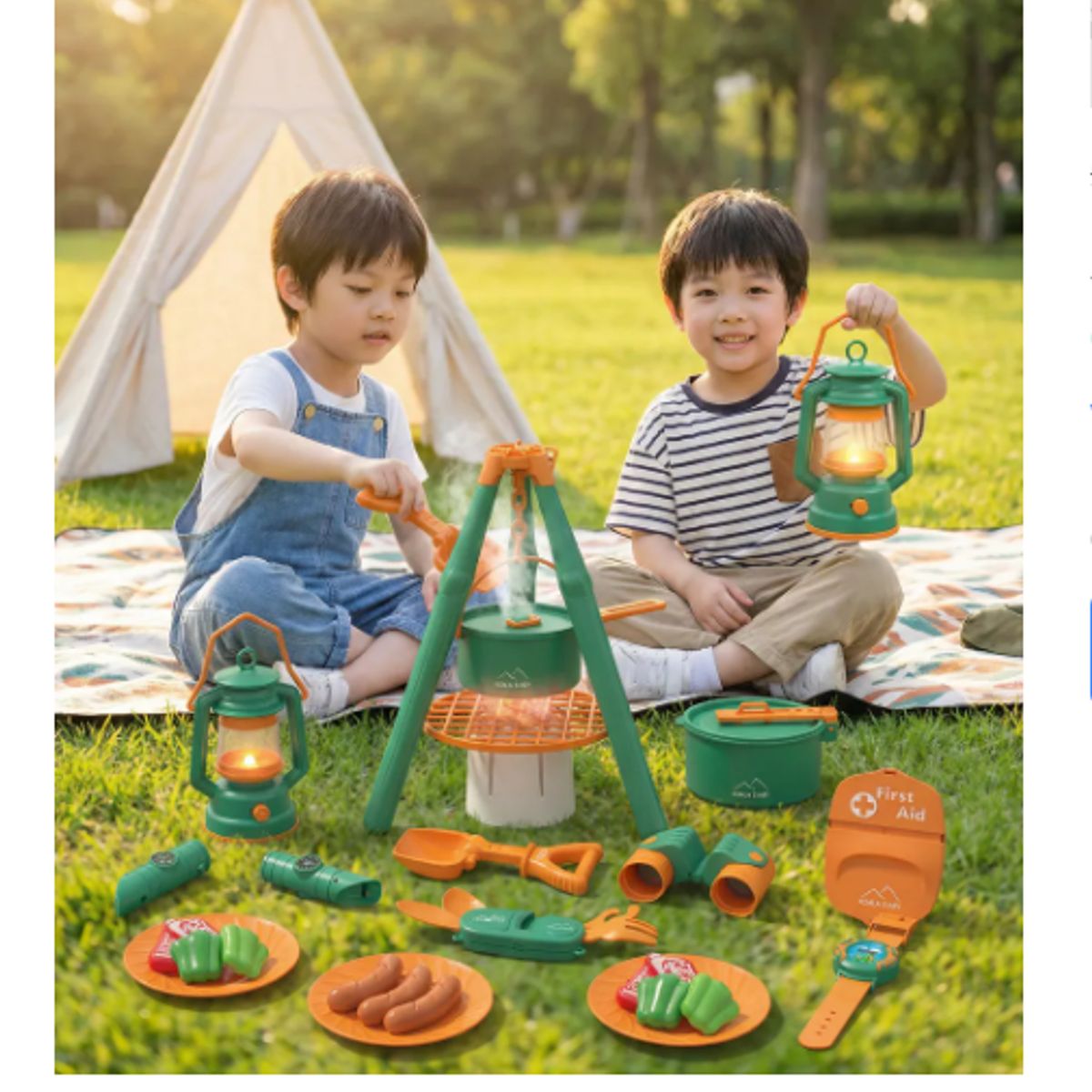 GENERICO - Set Camping Infantil Con Linterna Brujula Comedor
