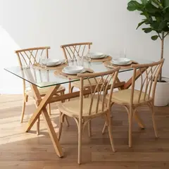 PANDALINO - Comedor Moderno Mesa Xinia 130x80 + 4 Sillas Crosswood Natural