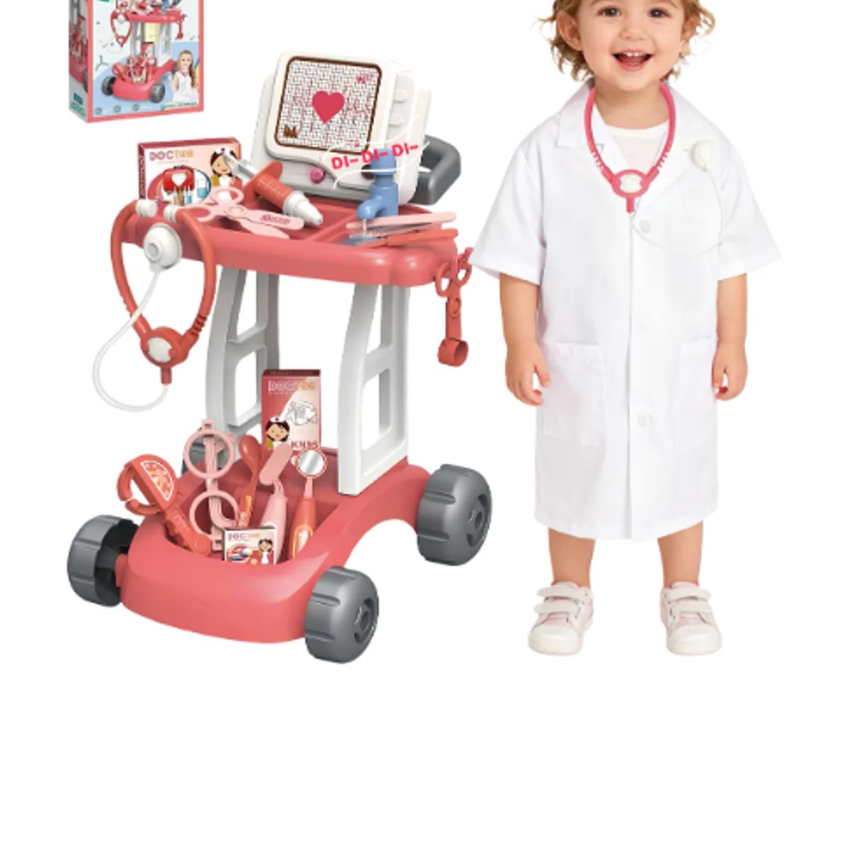 GENERICO - Juguete Carrito Médico Juego Doctor Niños Luz Agua 14 Piezas