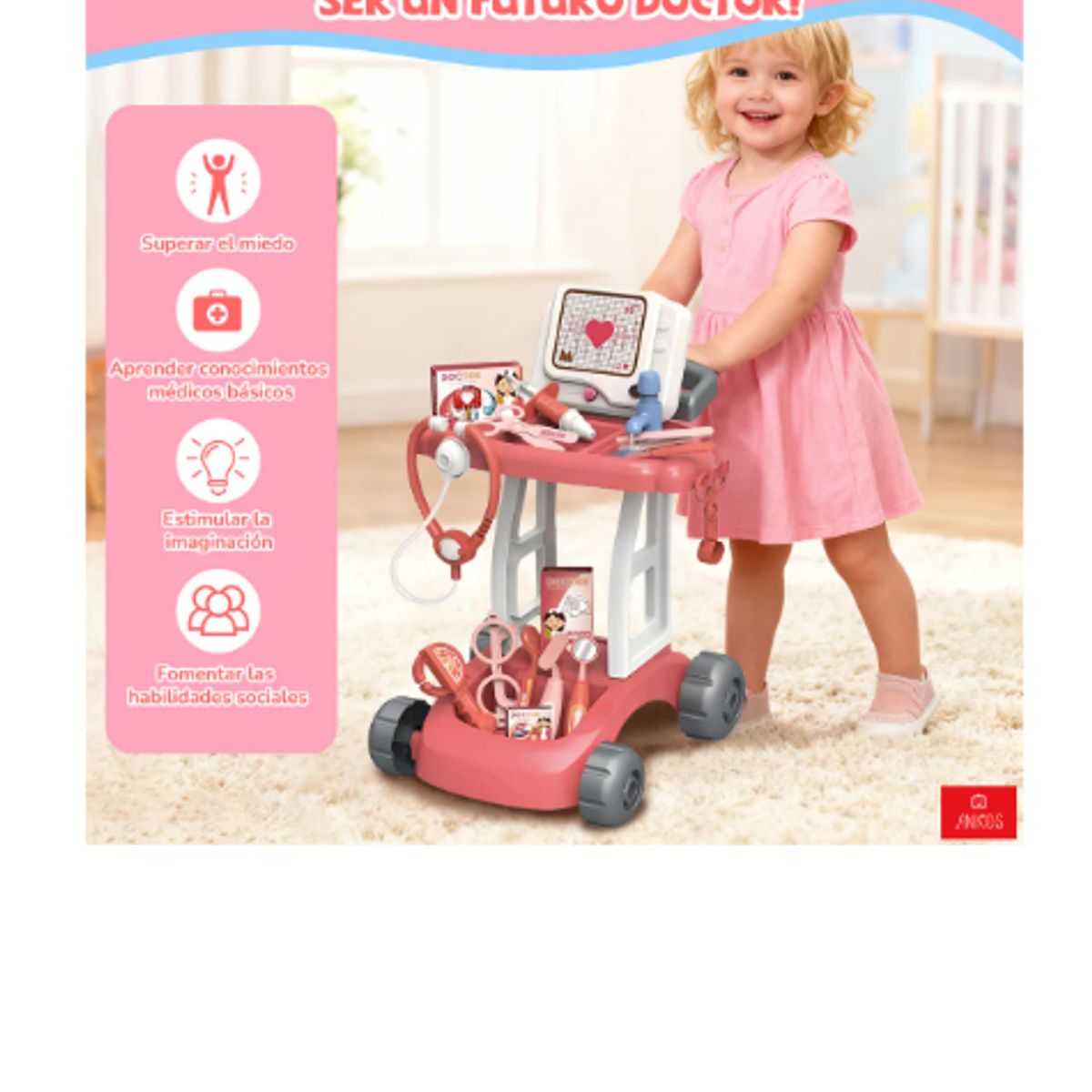 GENERICO - Juguete Carrito Médico Juego Doctor Niños Luz Agua 14 Piezas