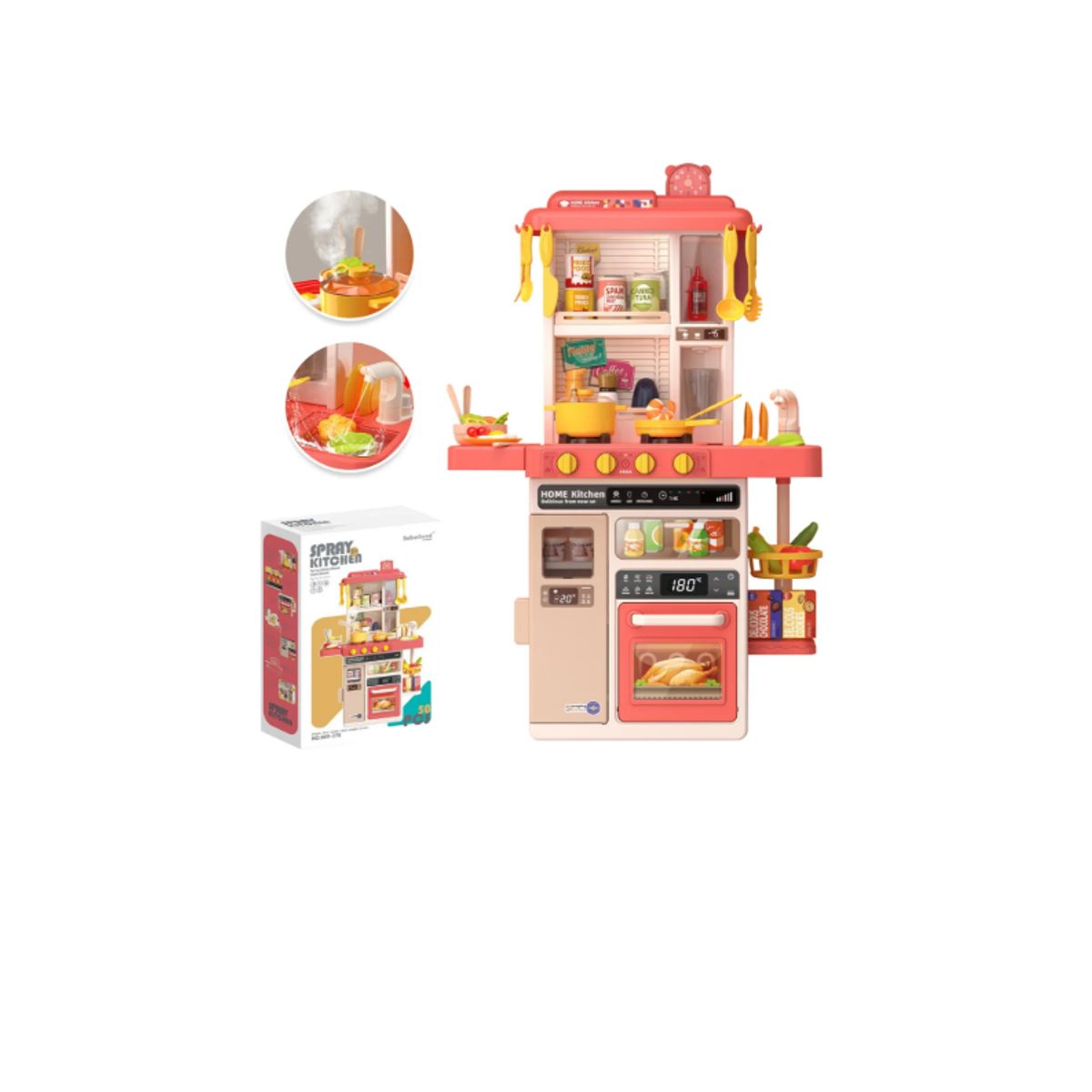 GENERICO - Cocina Juguete Multifuncional 50 Piezas Luces Sonidos Vapor 78cm