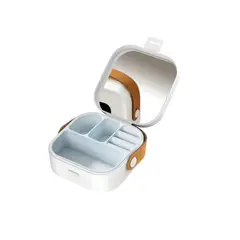 GENERICO - Joyero Organizador Portátil De Mano Joyas Cuerina Pequeño Color Blanco