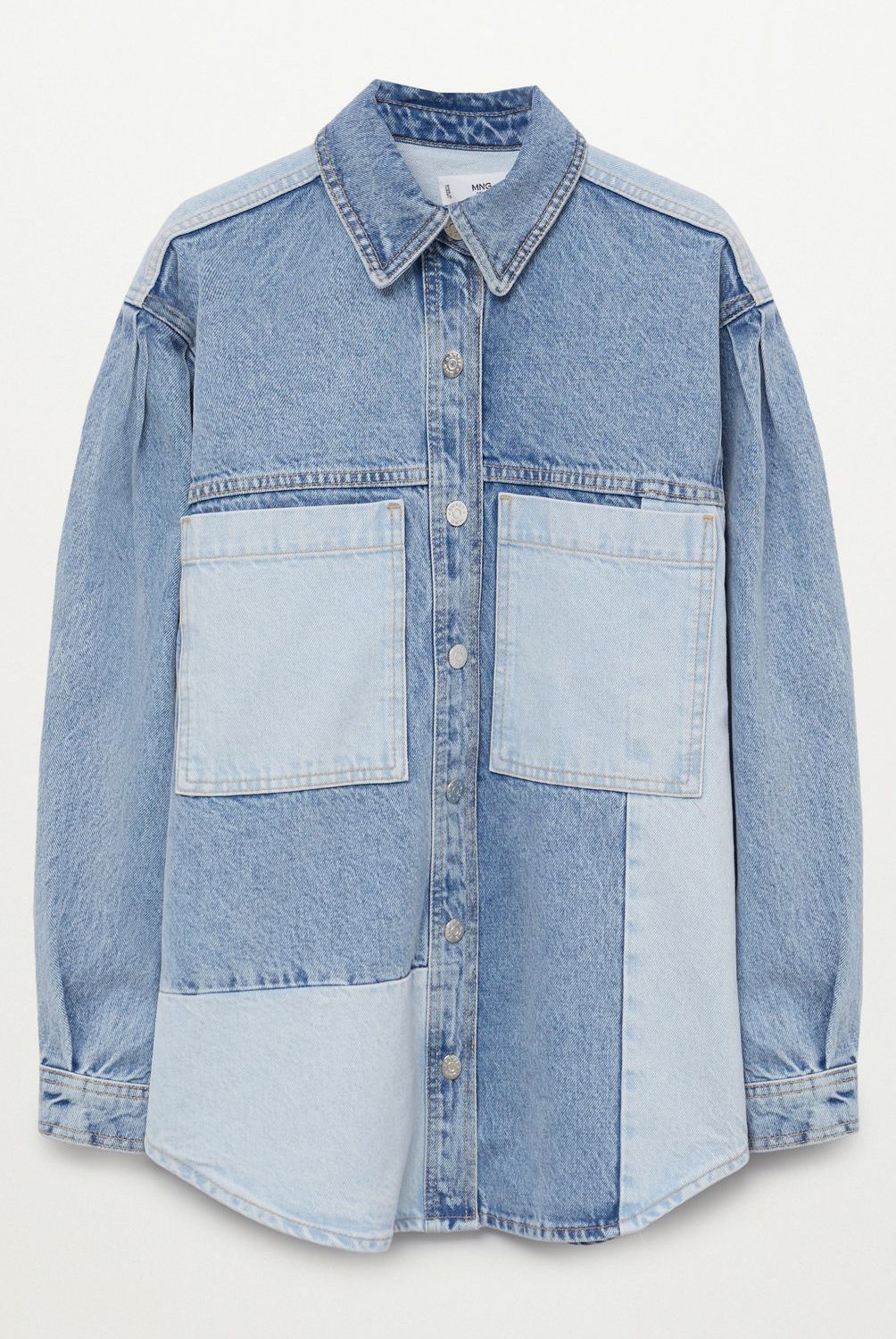 MANGO - Sobrecamisa Denim 100% Algodón Bicolor Mujer