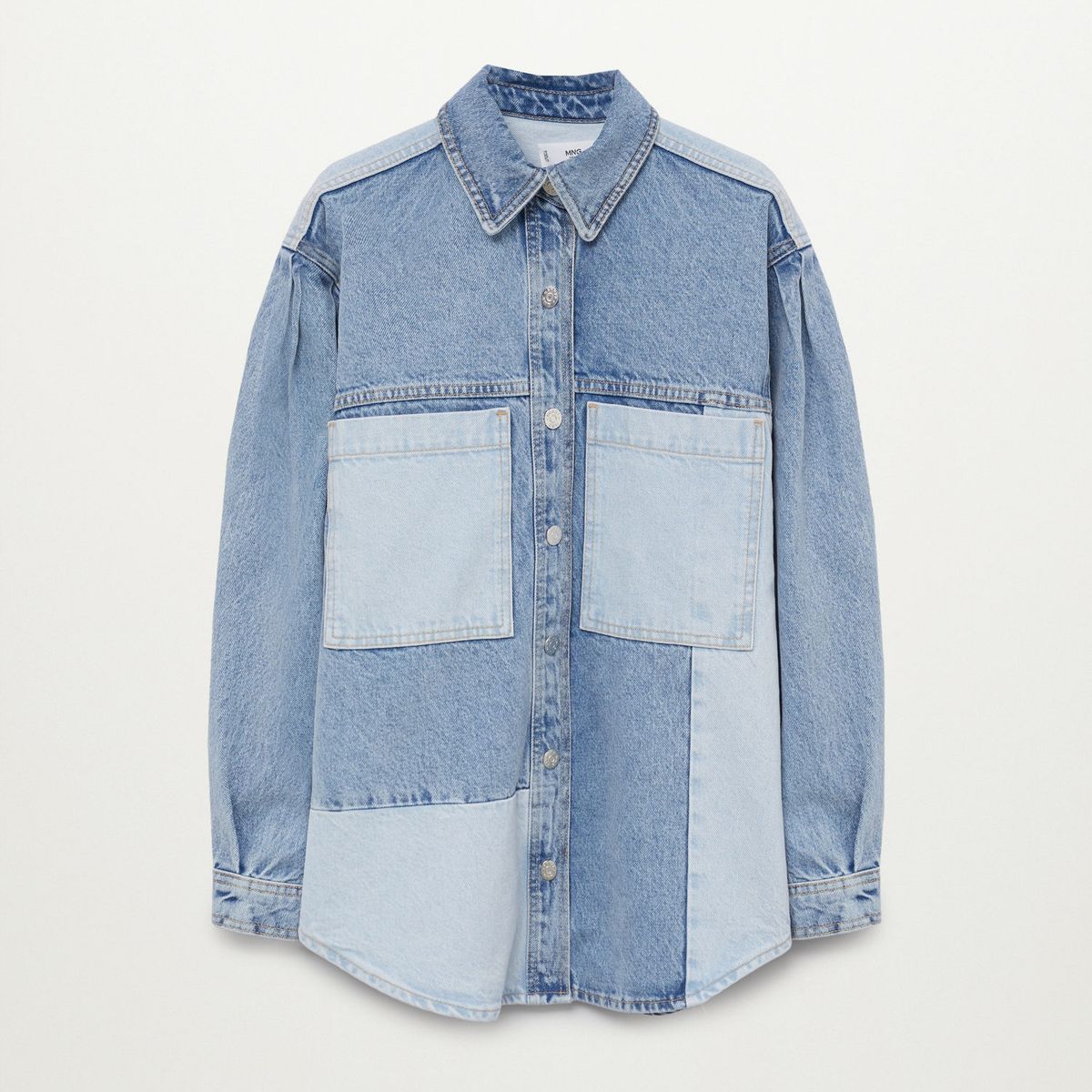 MANGO - Sobrecamisa Denim 100% Algodón Bicolor Mujer
