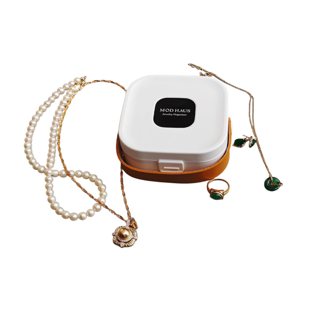 GENERICO - Joyero Organizador Portátil De Mano Joyas Cuerina Pequeño Color Blanco