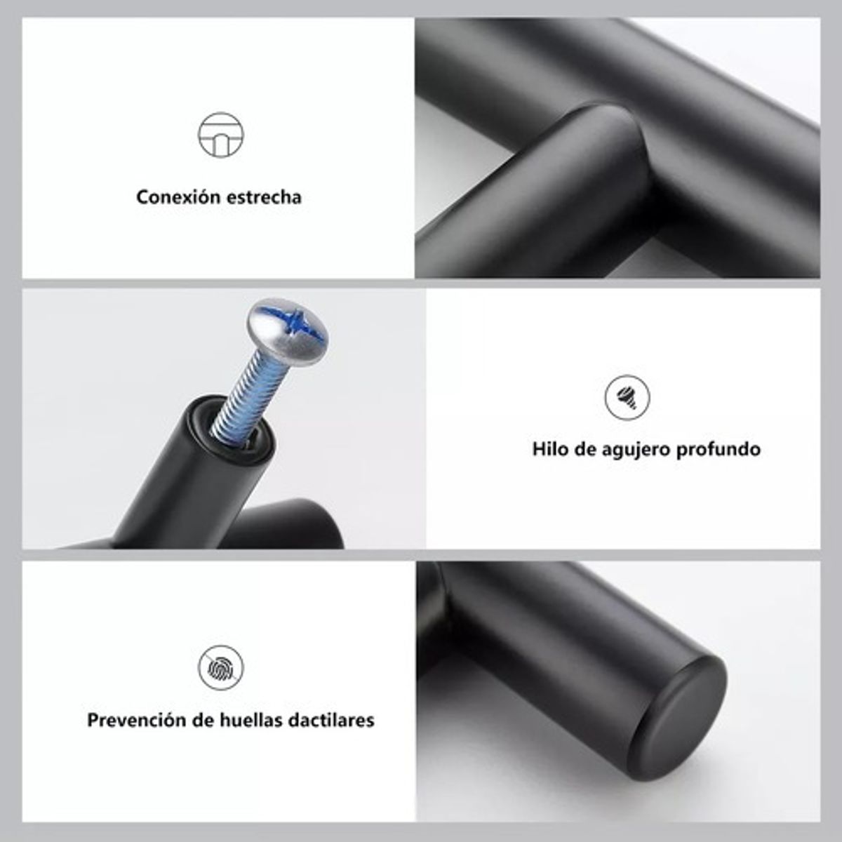 GENERICO - 10pcs Manillas Tirador Negro Tipo T 5cm Para Muebles Cajon Negro - 338014 Lisa