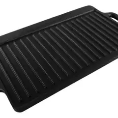 GENERICO - Plancha Churrasquera De Hierro Fundido 2 En 1 - 45x22x1.5cm Negro - 286011