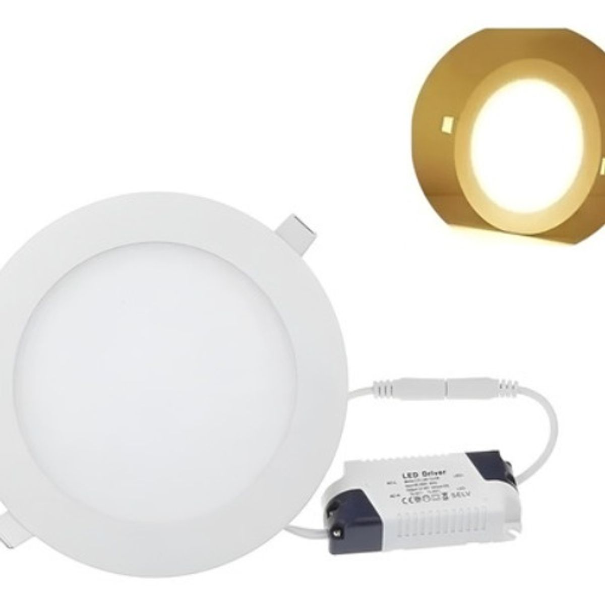 GENERICO - X10 Foco Panel Plafón Led 12w Embutido Redondo Luz Calida Blanco - 003126