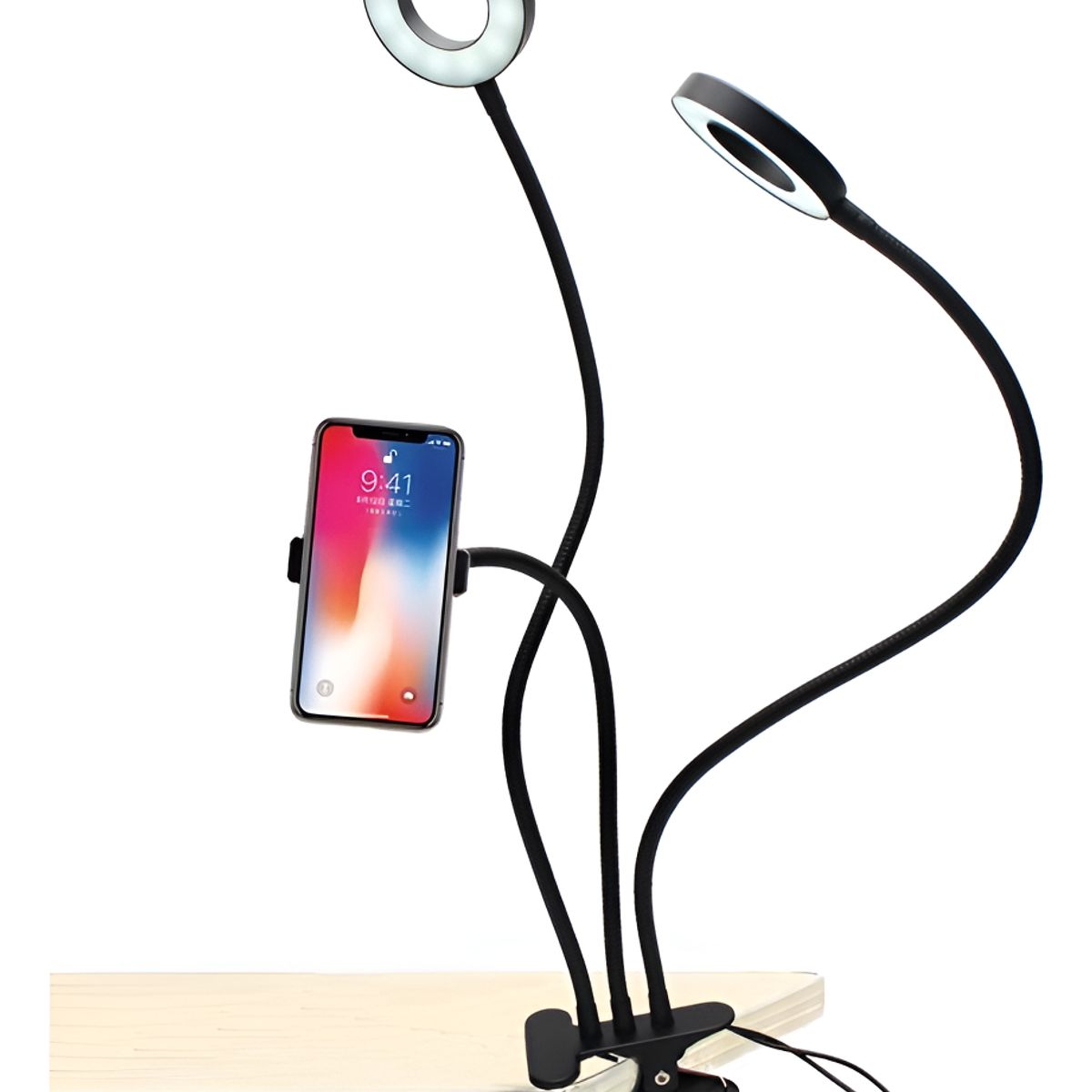 GENERICO - Lámpara Escritorio Aro Luz Fotografia Led Selfie Tiktok 3en1 Negro-262006 C212