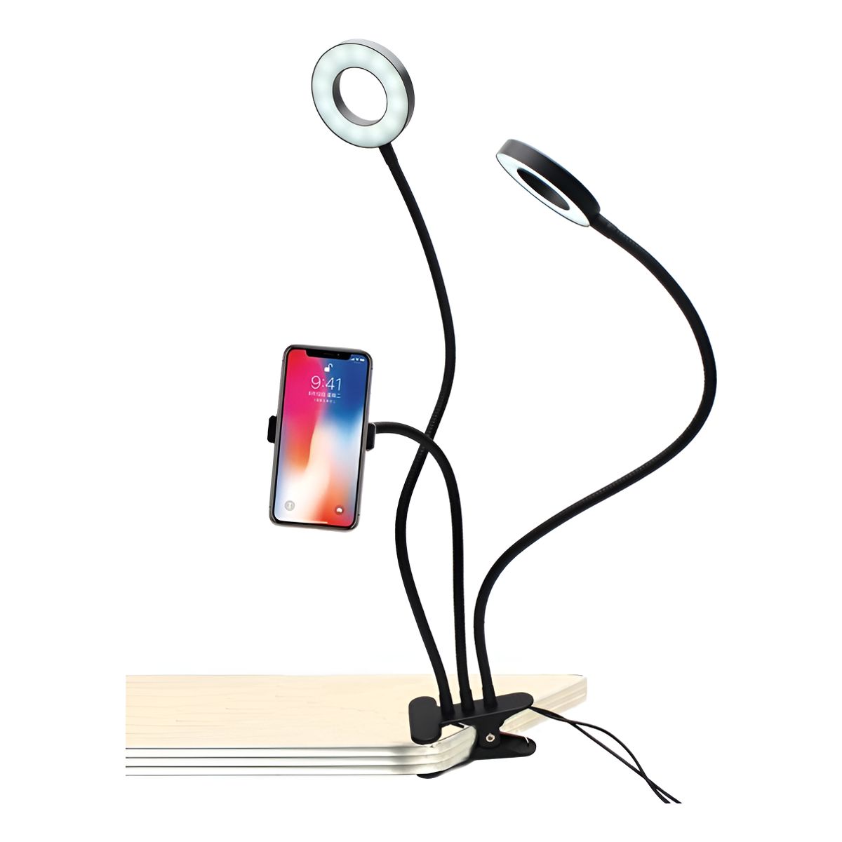 GENERICO - Lámpara Escritorio Aro Luz Fotografia Led Selfie Tiktok 3en1 Negro-262006 C212