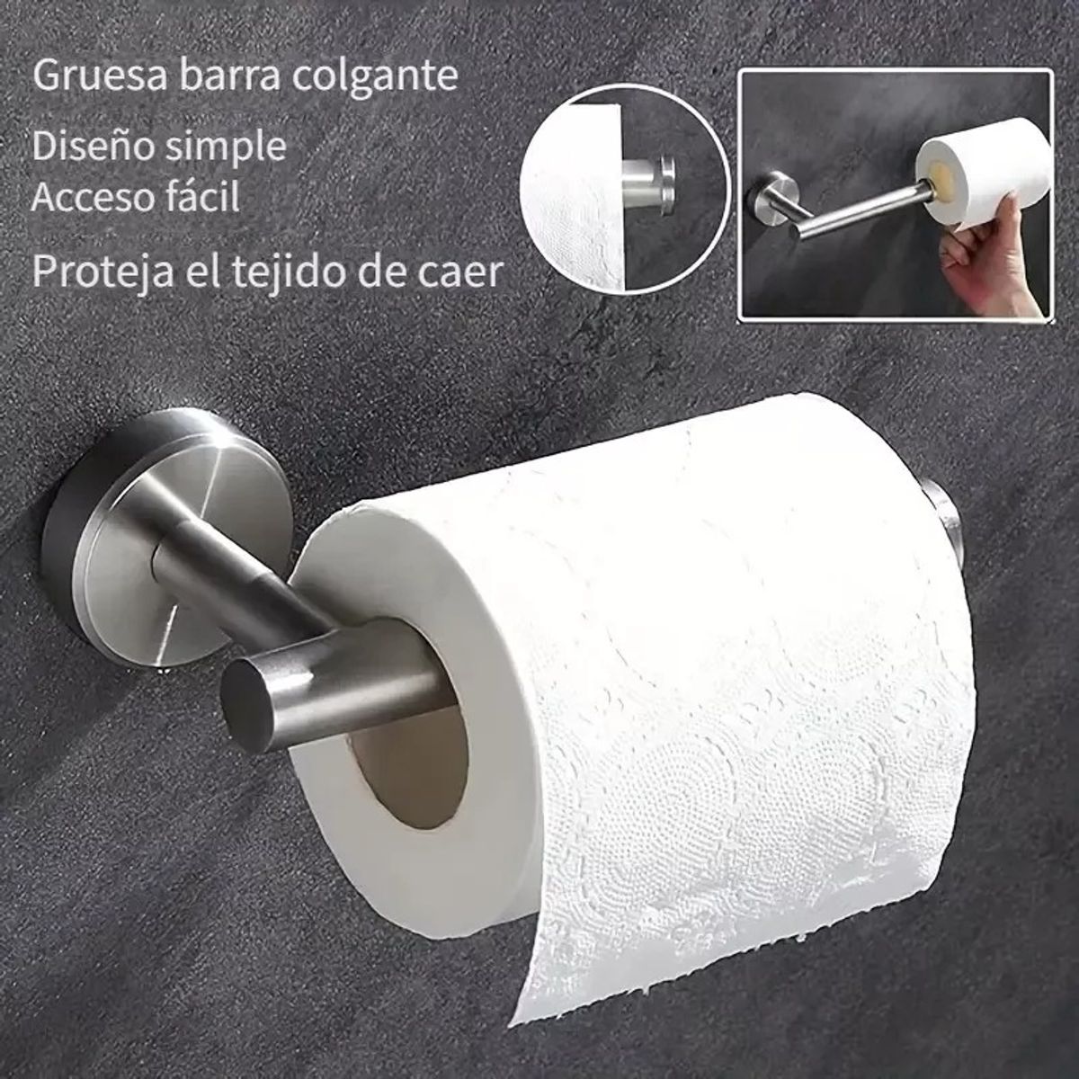 GENERICO - Set De 6 Accesorios De Baño Acero Inoxidable Negro Y Plata