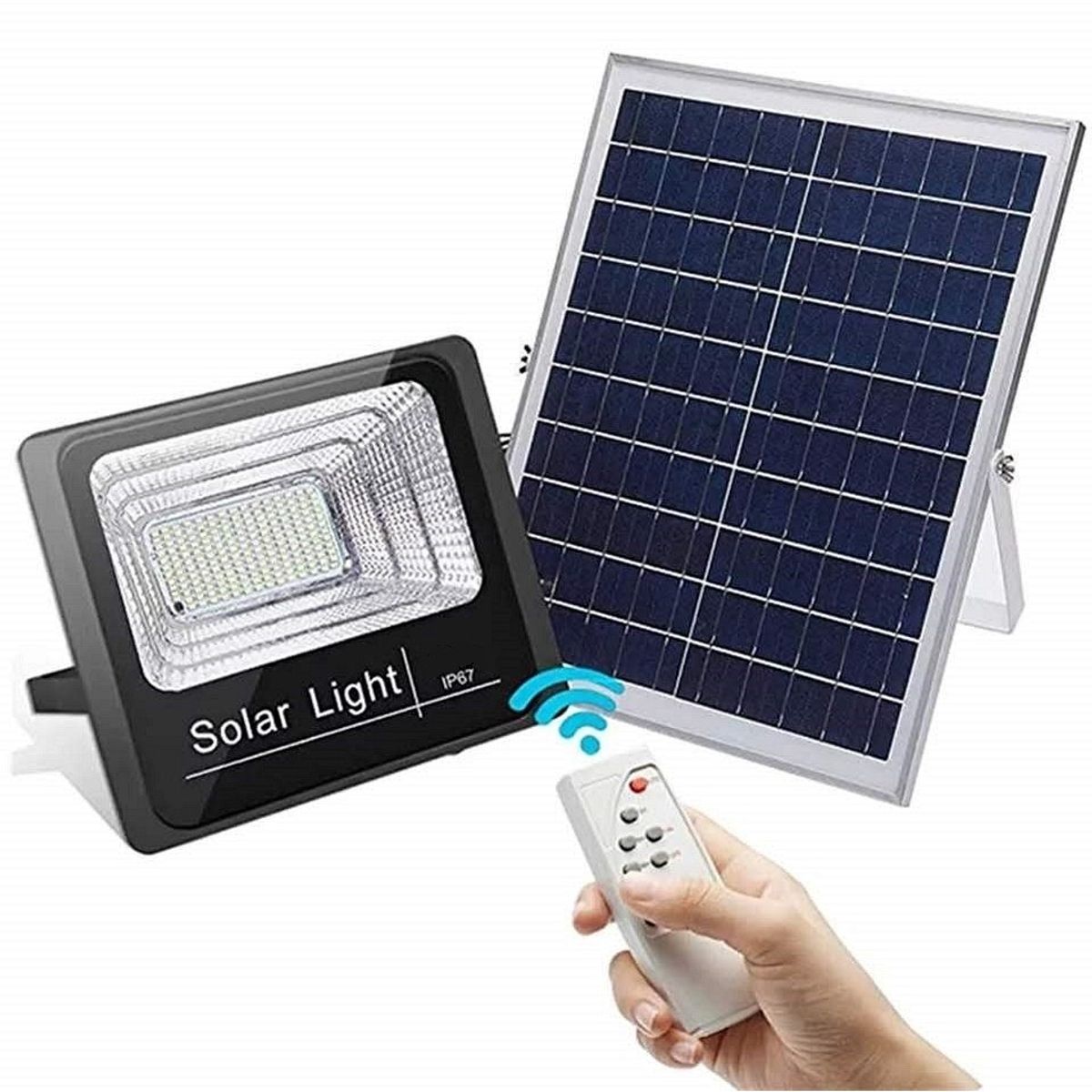 GENERICO - Lampara Foco Solar 224 Led 300w + Panel Solar Control Remoto Negro-003259 Blanco Frío-003259
