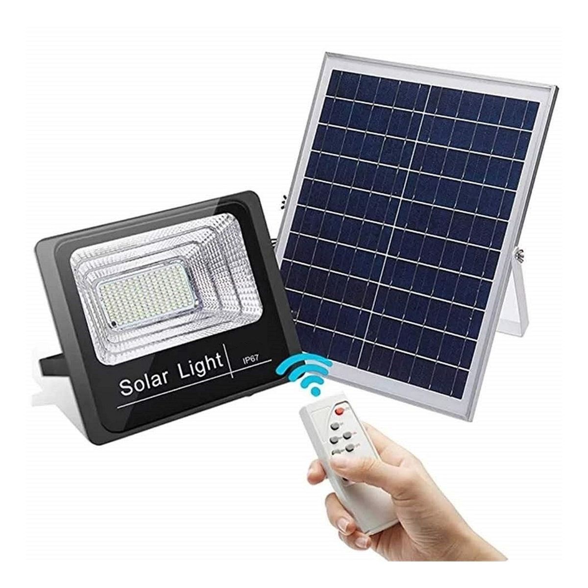 GENERICO - Lampara Foco Solar 224 Led 300w + Panel Solar Control Remoto Negro-003259 Blanco Frío-003259