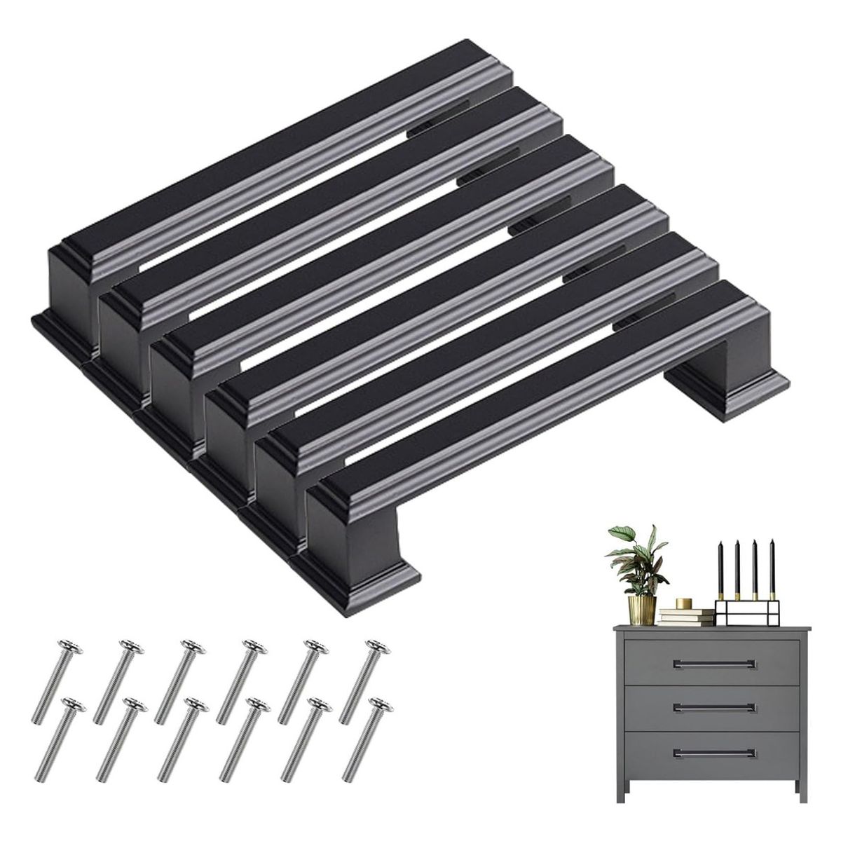 GENERICO - Pack 5 Tiradores Mailla 9.6cm Cajon Mueble Cocina Hogar Negro - 338034