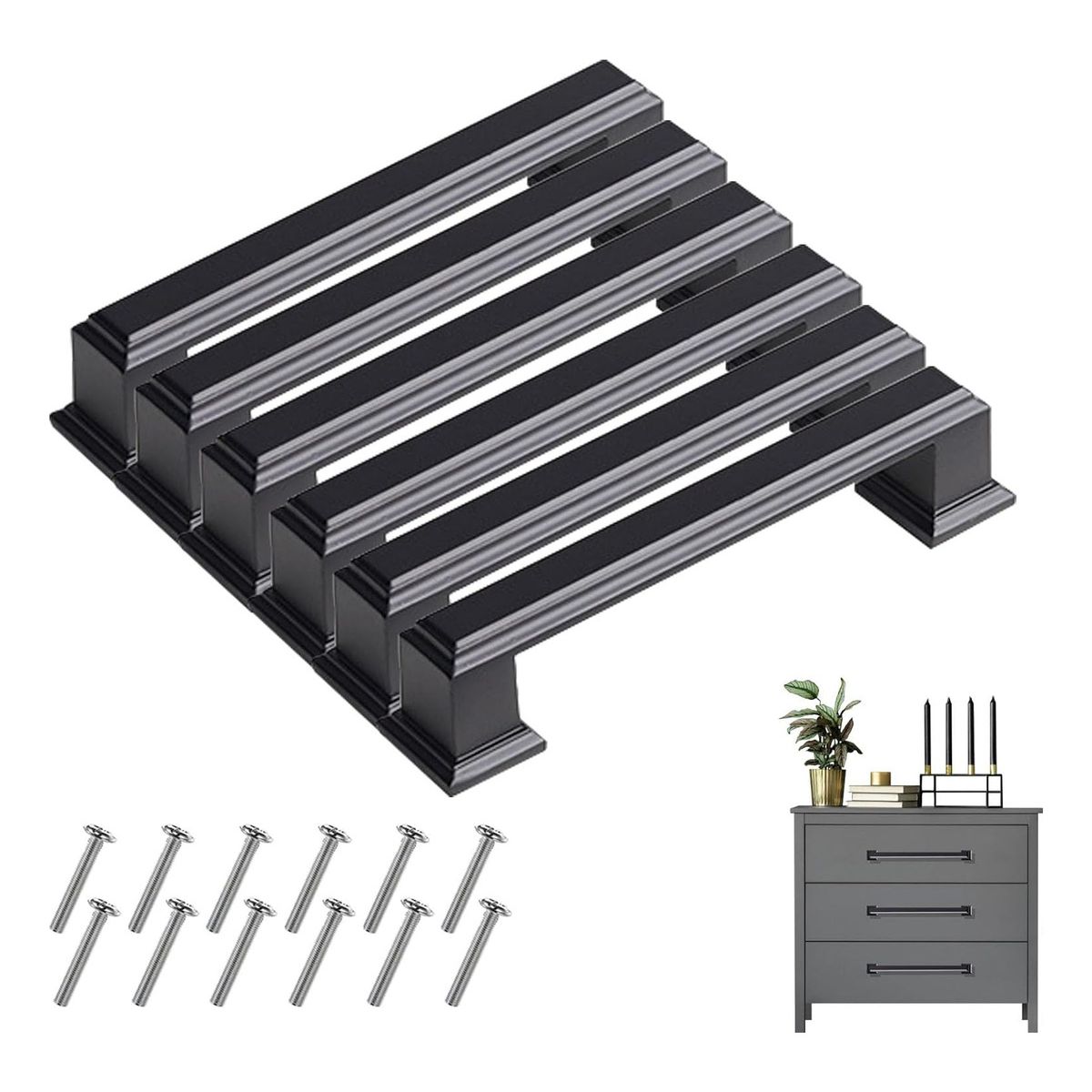 GENERICO - Pack 5 Tiradores Mailla 9.6cm Cajon Mueble Cocina Hogar Negro - 338034