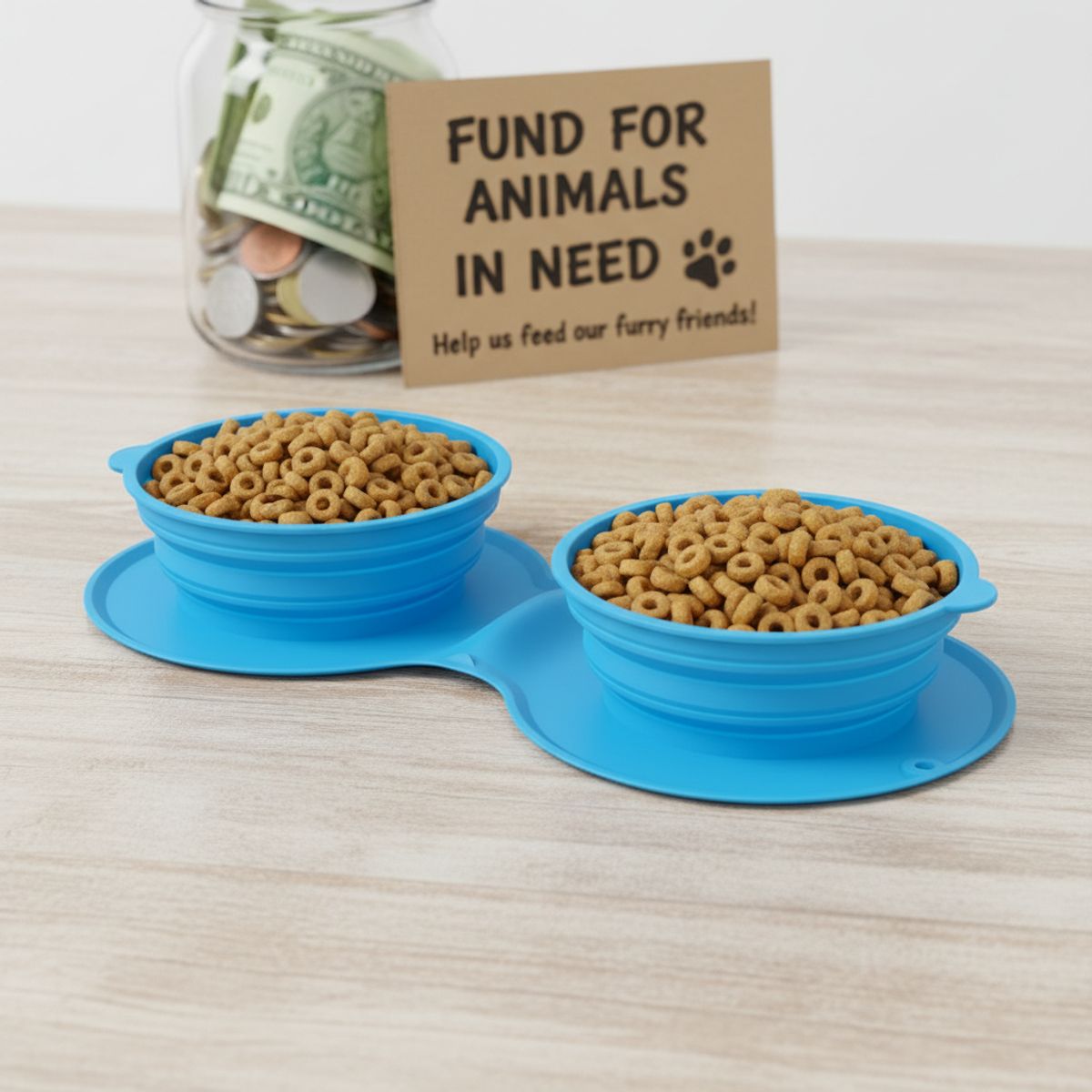 GENERICO - Mesa de Alimentación Doble Plegable para Mascotas