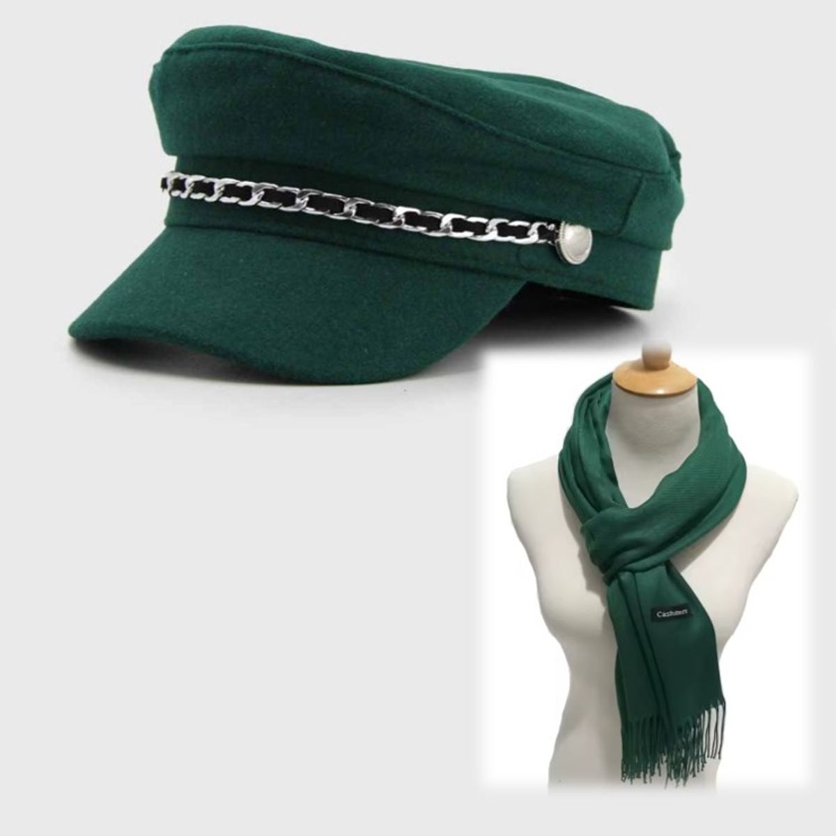 DULCE RESPLANDOR - SET BOINA MILITAR - BUFANDA NEGRO